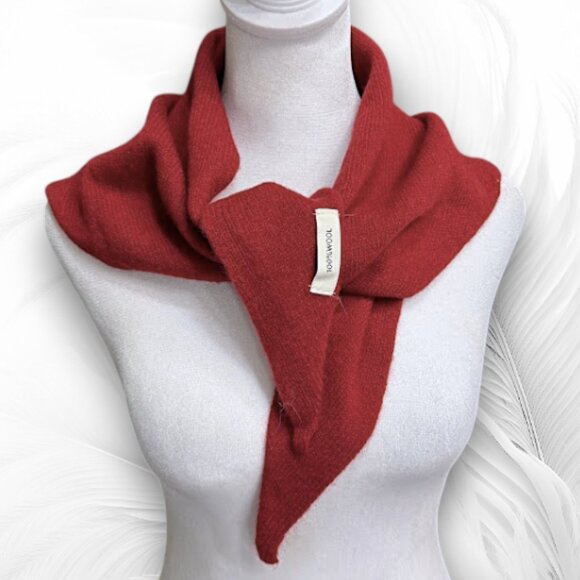 Red Scarf Bandanna — Women’s Neck Kerchief Knitted Triangle Scarf - Picture 1 of 3